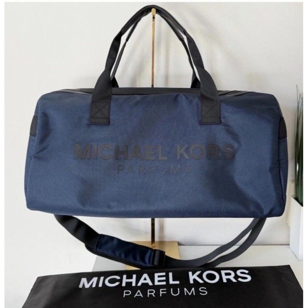 Michael Kors Parfums Duffle Dark Blue Overnight Shoulder Gym Weekender Bag